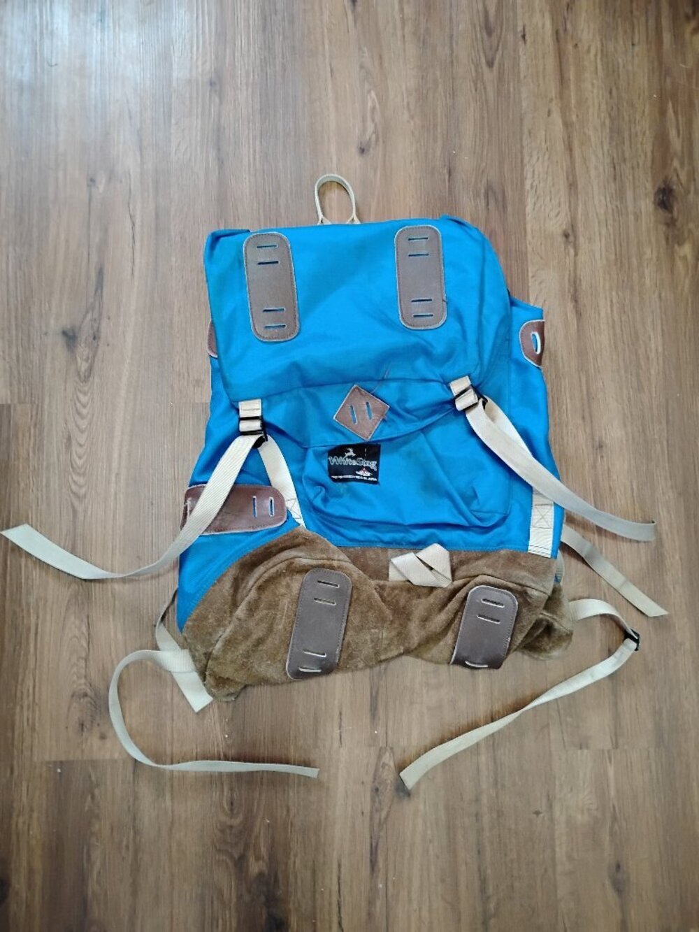 Vintage White Stag Backpack Leather Bottom Hiking Rucksack